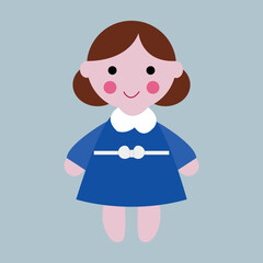 vector cartoon girl in blue dress
