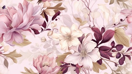  a pink and white floral wallpaper with lots of pink and white flowers on a light pink background with lots of pink and white flowers on a light pink background.