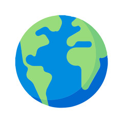 Editable Vector World Globe - Earth Illustration in Green and Blue 3D Style