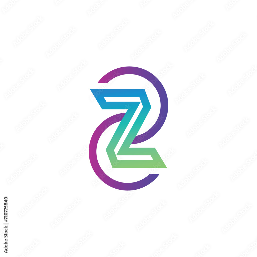 Poster z behind s gradient icon vector design