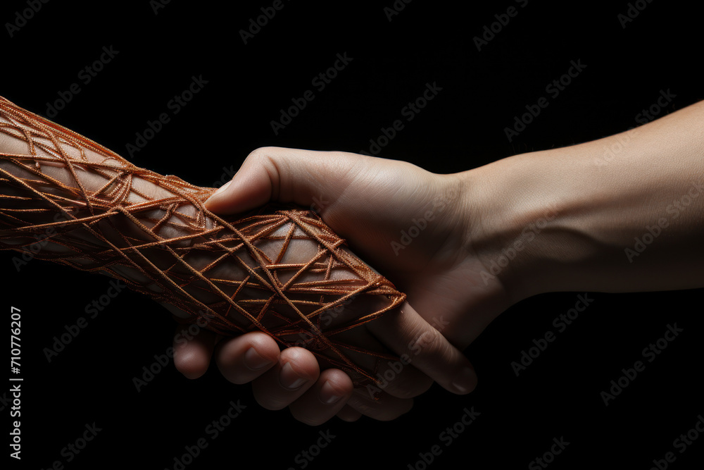 Poster a pair of intertwined hands, fingers delicately weaving together in a gesture of unspoken understand