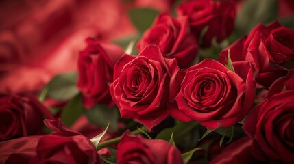 Obraz premium Bouquet of Red Roses with Luxurious Comfort bed
