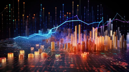 Representation of data analytics,charts, graphs and data driven insights emerging from a sea of information