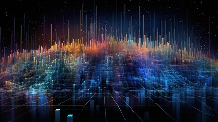 Representation of data analytics,charts, graphs and data driven insights emerging from a sea of information