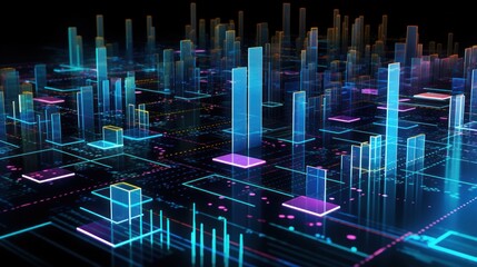 Representation of data analytics,charts, graphs and data driven insights emerging from a sea of information