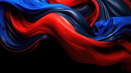 futuristic fluid dynamics abstract wavy forms in bold red and deep blue against a black background for modern design