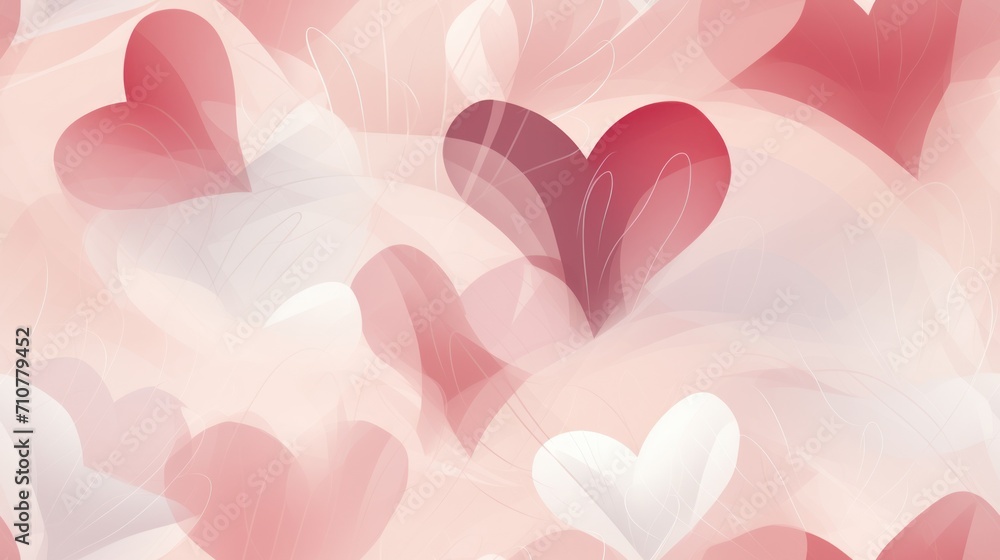 Canvas Prints  a bunch of red and white hearts on a pink and white background with a red heart on the left side of the image.