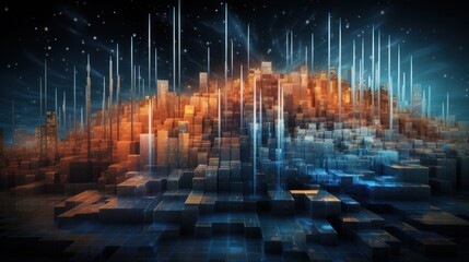 Representation of data analytics,charts, graphs and data driven insights emerging from a sea of information