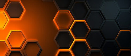 Obraz premium Hexagonal Pattern with Glowing Orange Accents.