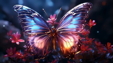 Luminous Flutter: Neon Butterfly - Bright and Beautiful Butterfly