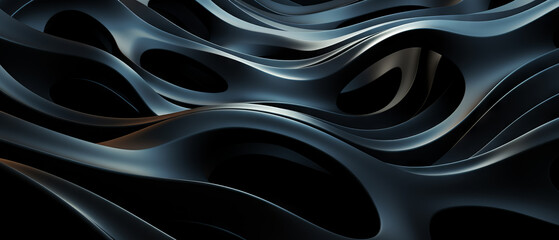 Ethereal Blue Waves on Black.