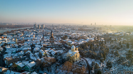 A drone view of Belgrade from Zemun