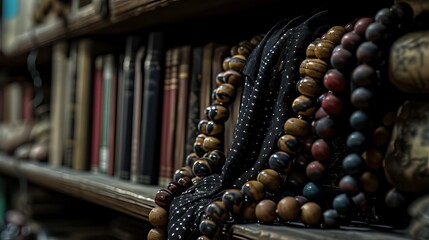 Muslim prayer rosary. Symbol of islam religion