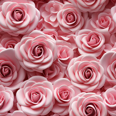 3D Seamless Lovely Pattern Valentine with Object Rose - Generative Ai