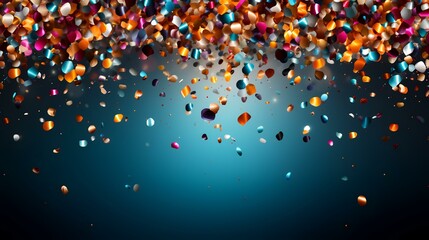 Celebration Spectrum: Shiny Colorful Border with Falling Confetti - Transparent