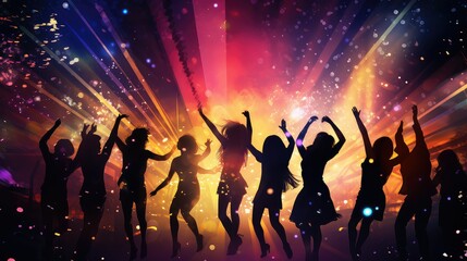 fun celebrate party background illustration joy balloons, confetti dancing, lights fireworks fun celebrate party background