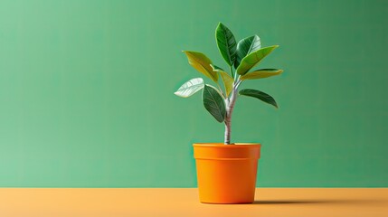 Decorative flowerpot houseplant with many green leaves. Illustration for cover, card, postcard, interior design, banner, poster, brochure or presentation.