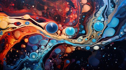 abstract cellular cosmos flowing liquid art in vibrant colors for creative graphic design and wall art