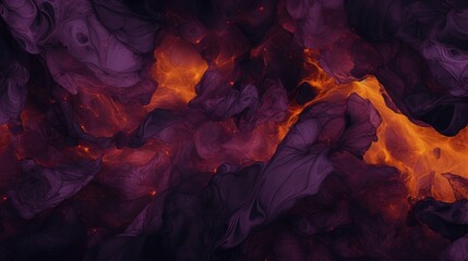 mystical fusion of warmth and depth abstract background with swirling orange flames and purple mists - obrazy, fototapety, plakaty