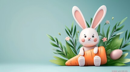 Obraz premium Happy easter banner background. Easter bunny