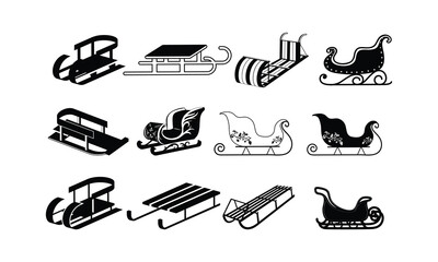 Wooden sled Vector bundle, Clipart, Silhouette, Vector, icons, illustration, design.