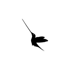 Flying Hummingbird Silhouette, can use Art Illustration, Website, Logo Gram, Pictogram or Graphic Design Element. Vector Illustration
