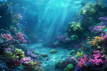 Naklejka na ściany i meble Gorgeous underwater landscape, wallpaper/background/desktop
