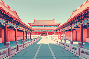 Imperial Majesty - Ultradetailed Forbidden City Illustration for Creative Projects