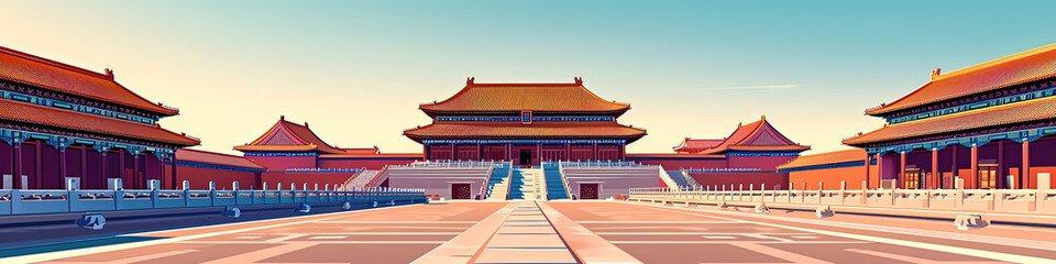 Fototapeta premium Imperial Majesty - Ultradetailed Forbidden City Illustration for Creative Projects