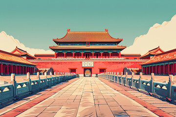 Fototapeta premium Imperial Majesty - Ultradetailed Forbidden City Illustration for Creative Projects