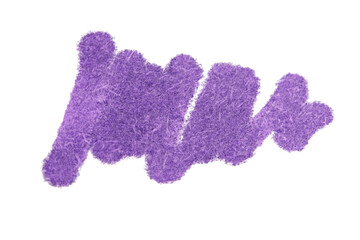 Purple doodle drawn in pencil on a white background close-up