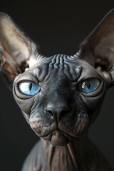 Fototapeta na wymiar Close up of a sphynx cat with blue eyes - Generative AI