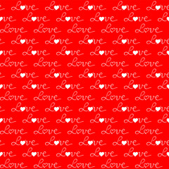 Hand drawn lettering Love message seamless pattern background. Flat vector illustration