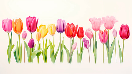 Tulip flowers background. Colorful spring flowers
