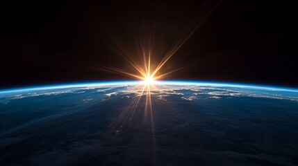 Bright Sun Shines Over Earths Horizons