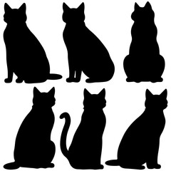 Vector set of cat silhouette. Leo cat hand drawing animals set and vector illustration