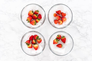 Washed and Dried Strawberries Neatly Stored in a Glass Bowl