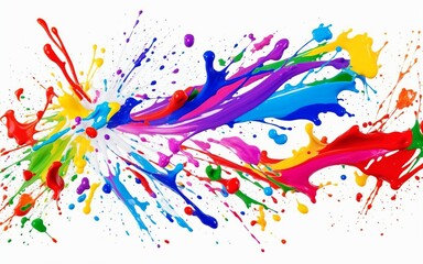 Rainbow colorful paint splashes, Nail polish and brush