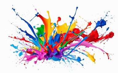 Rainbow colorful paint splashes, Nail polish and brush