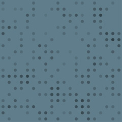 Abstract seamless geometric pattern. Mosaic background of black circles. Evenly spaced  shapes of different color. Vector illustration on blue gray background