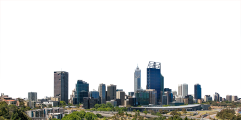  cityscape of Perth cbd, Australia isolated png