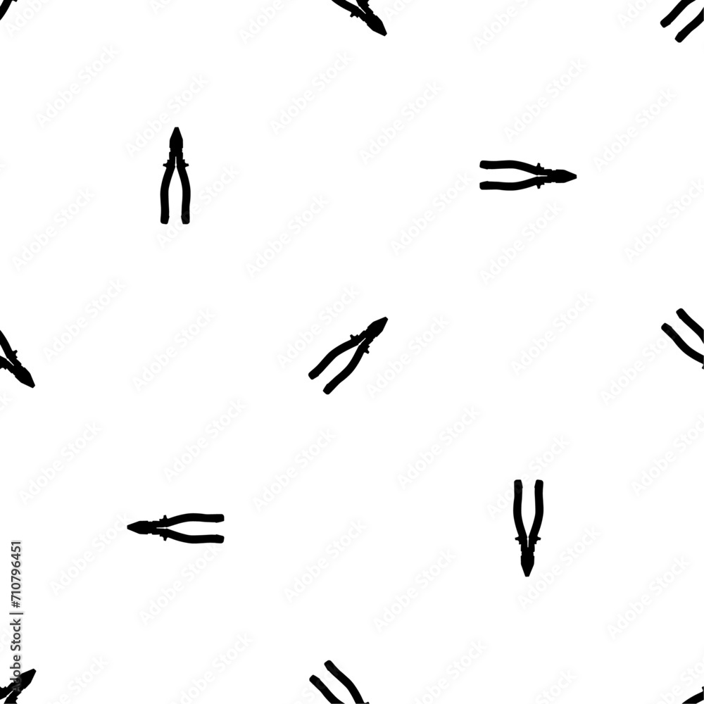 Poster seamless pattern of repeated black pliers symbols. elements are evenly spaced and some are rotated. 