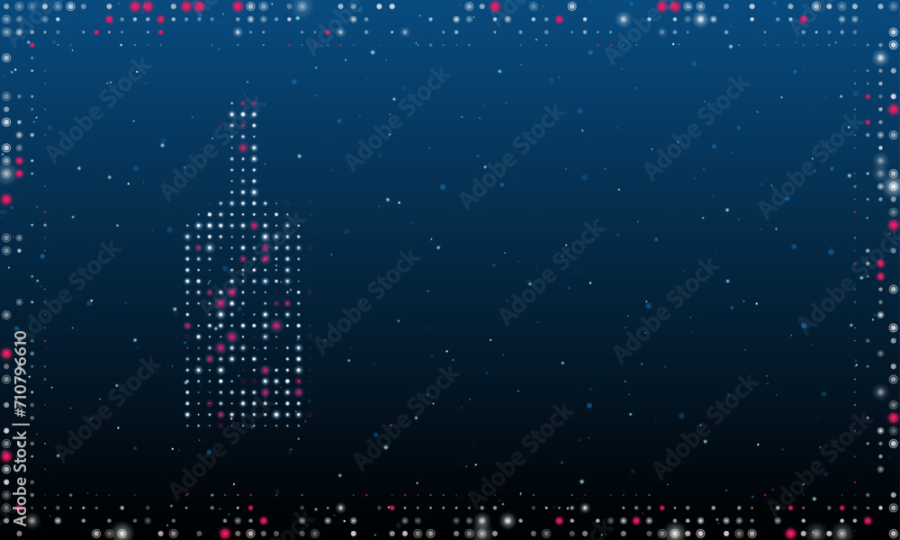 Aufkleber on the left is the a branch in a bottle symbol filled with white dots. abstract futuristic frame of 