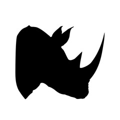 A large rhinoceros head symbol in the center. Isolated black symbol