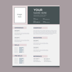 Professional CV resume template design vector. Clean Modern Resume Layout Vector Template for Business Job Applications, Minimalist resume cv template template cv design, multipurpose resume design.