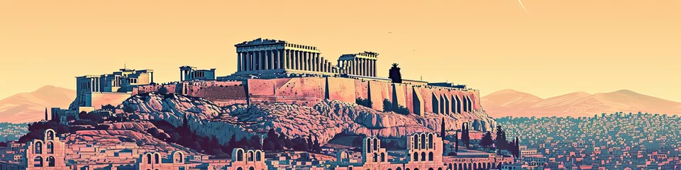 Fotobehang Acropolis Aura - Ultradetailed Illustration of Greek Marvel © Yannick