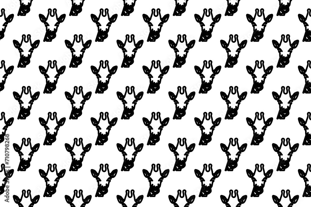 Aufkleber seamless pattern completely filled with outlines of giraffe head symbols. elements are evenly spaced