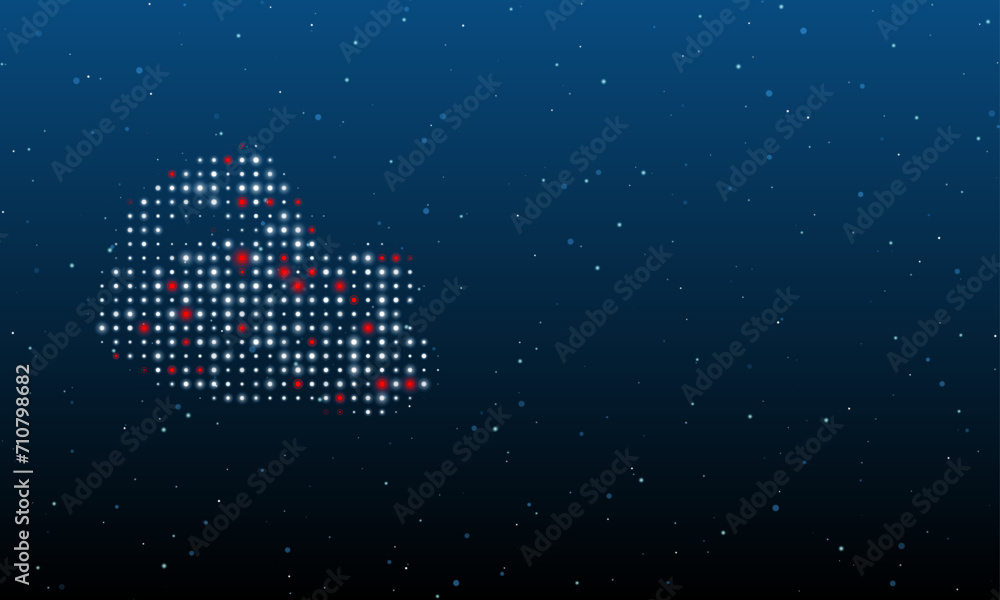 Poster on the left is the electric plane symbol filled with white dots. background pattern from dots and ci
