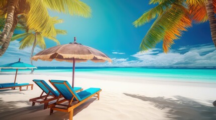 Fototapeta na wymiar tropical holiday summer background illustration paradise sand, palm resort, getaway sunshine tropical holiday summer background