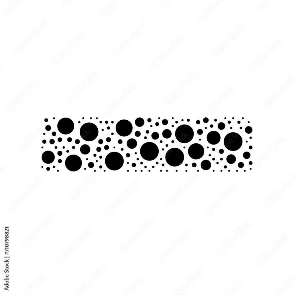 Poster a large minus symbol in the center made in pointillism style. the center symbol is filled with black